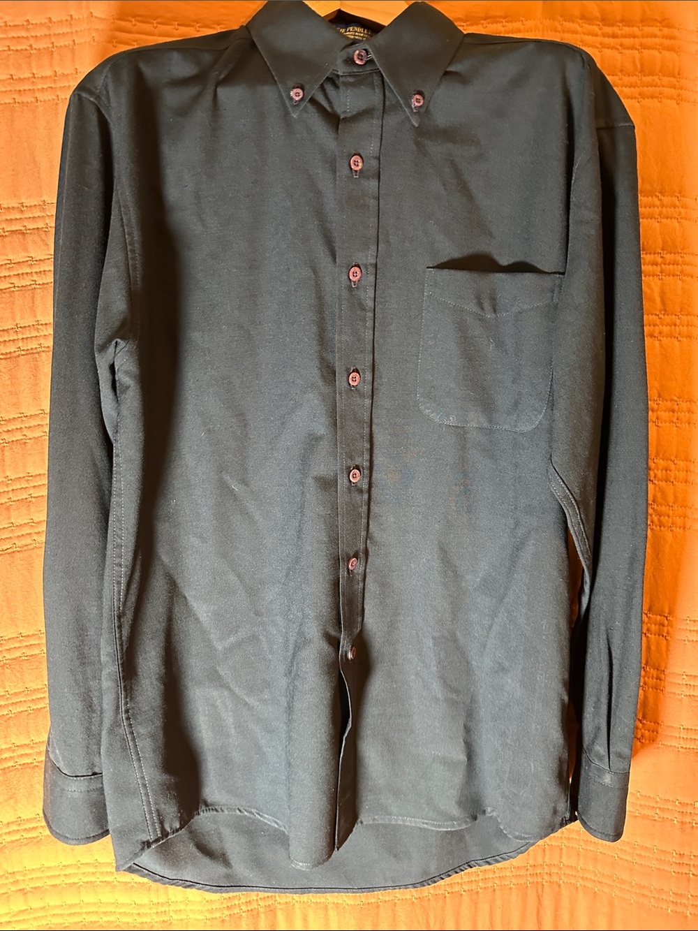 Pendleton Black Button-Down Shirt with Red Buttons